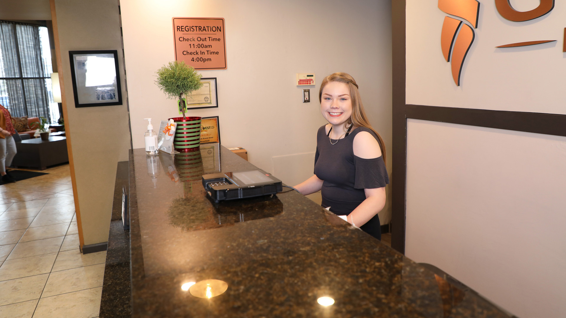 Front office manager at front desk